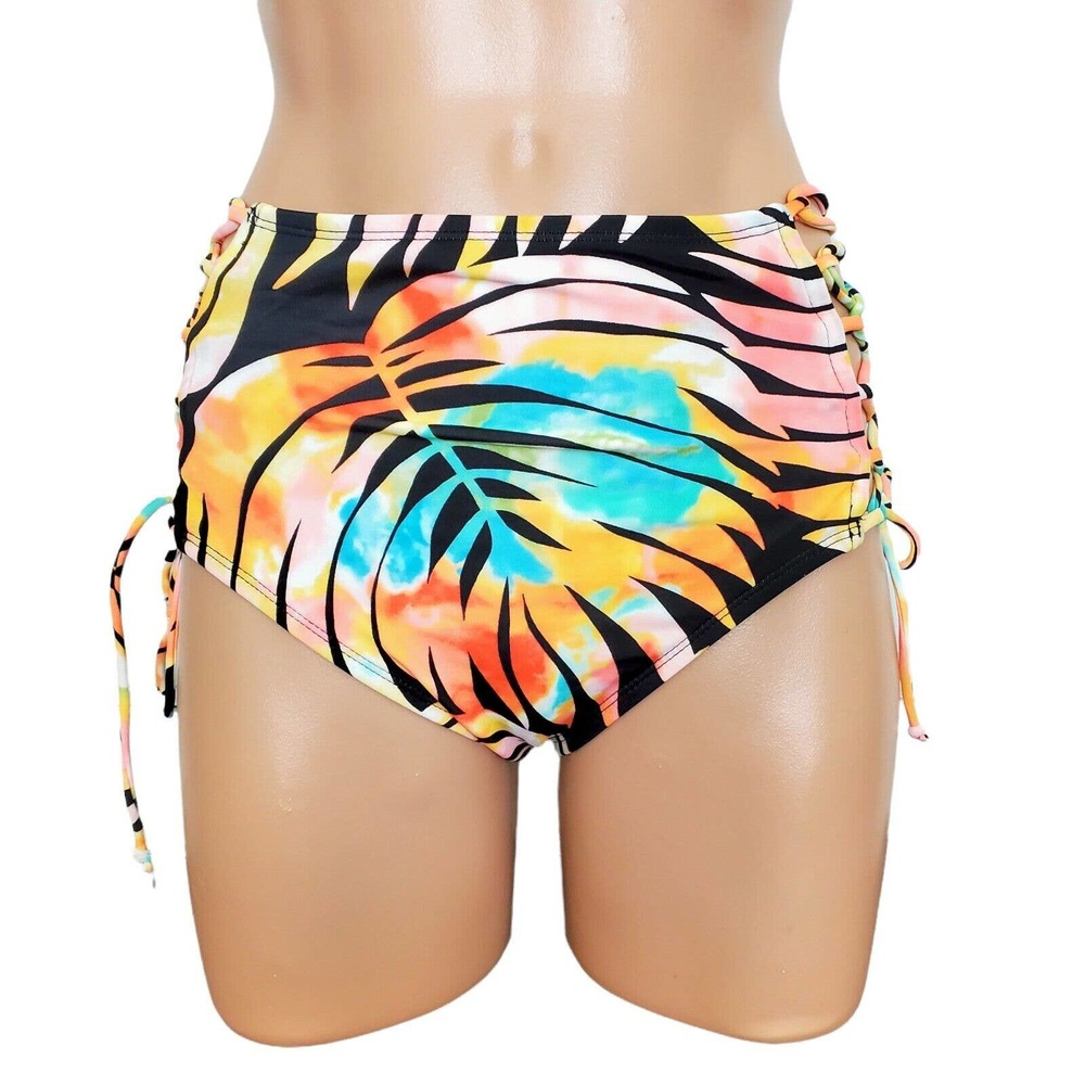 Sundazed Paradise Palm Stella High-Waist multicolor bikini bottom size M